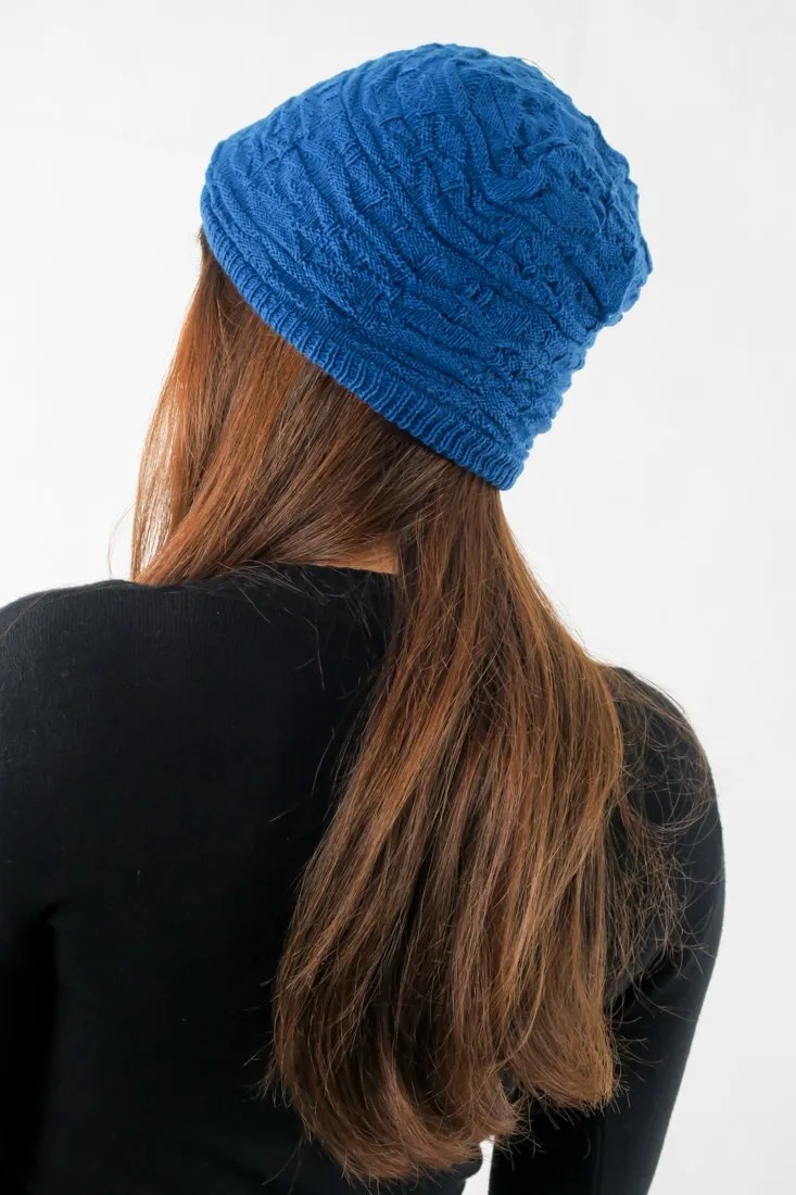 หมวกไหมพรมผ้าสองสี - Soft Lined Thick Knit Warm Reversible Winter Slouchy Beanies Hat