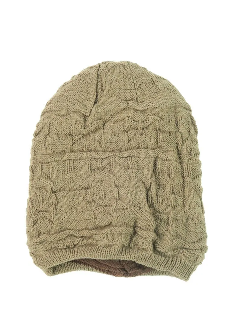 หมวกไหมพรมผ้าสองสี - Soft Lined Thick Knit Warm Reversible Winter Slouchy Beanies Hat