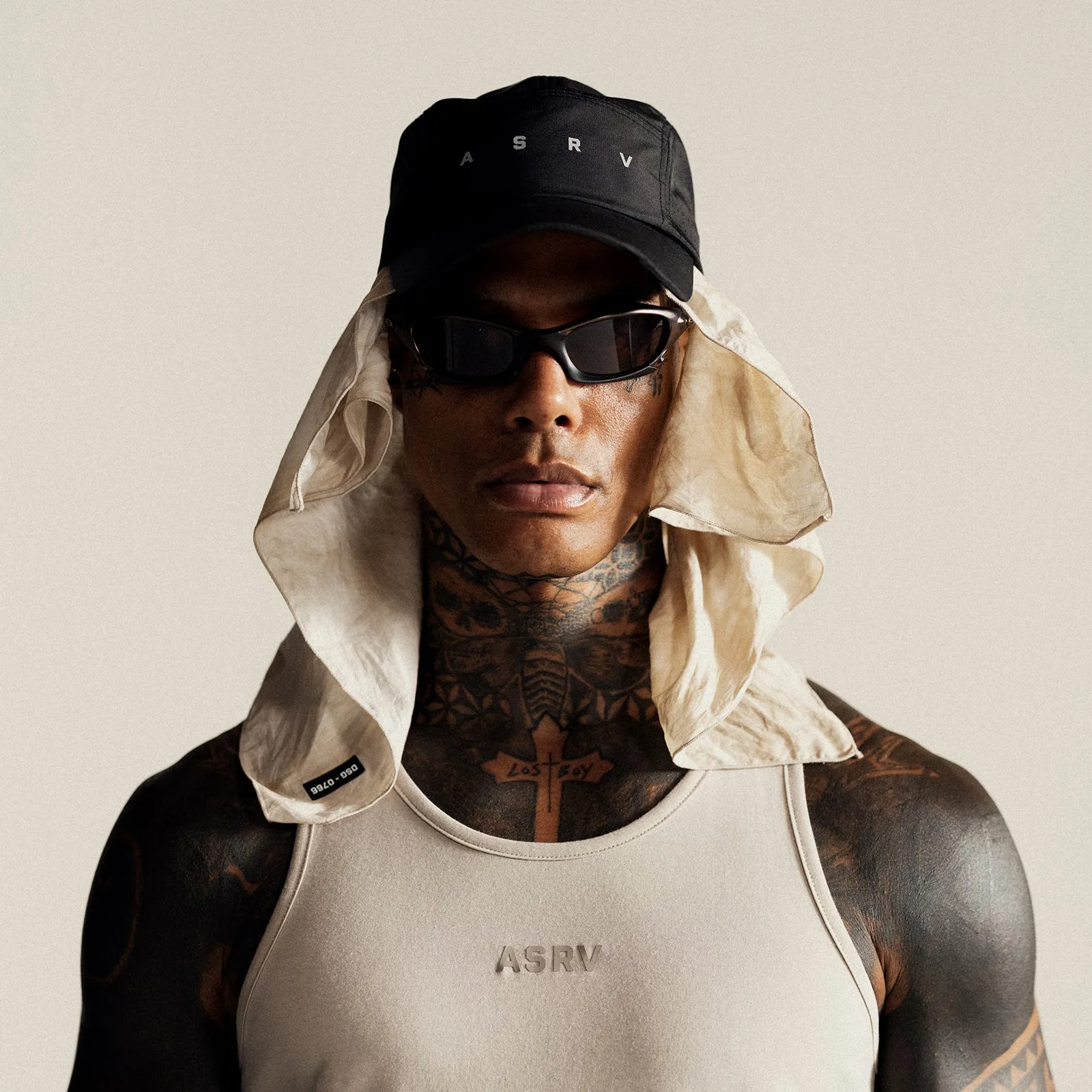 0766. Lightweight Bandana - Beige Tie Dye