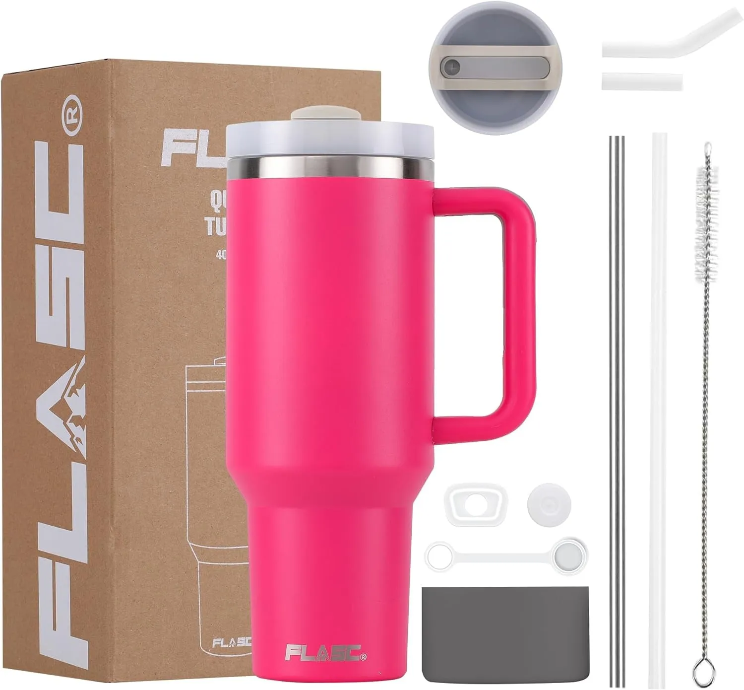 40 Oz Travel Mug: The Ultimate Spill-Proof Hydration Solution with Stylish Accessories (Rose Quartz Edition)