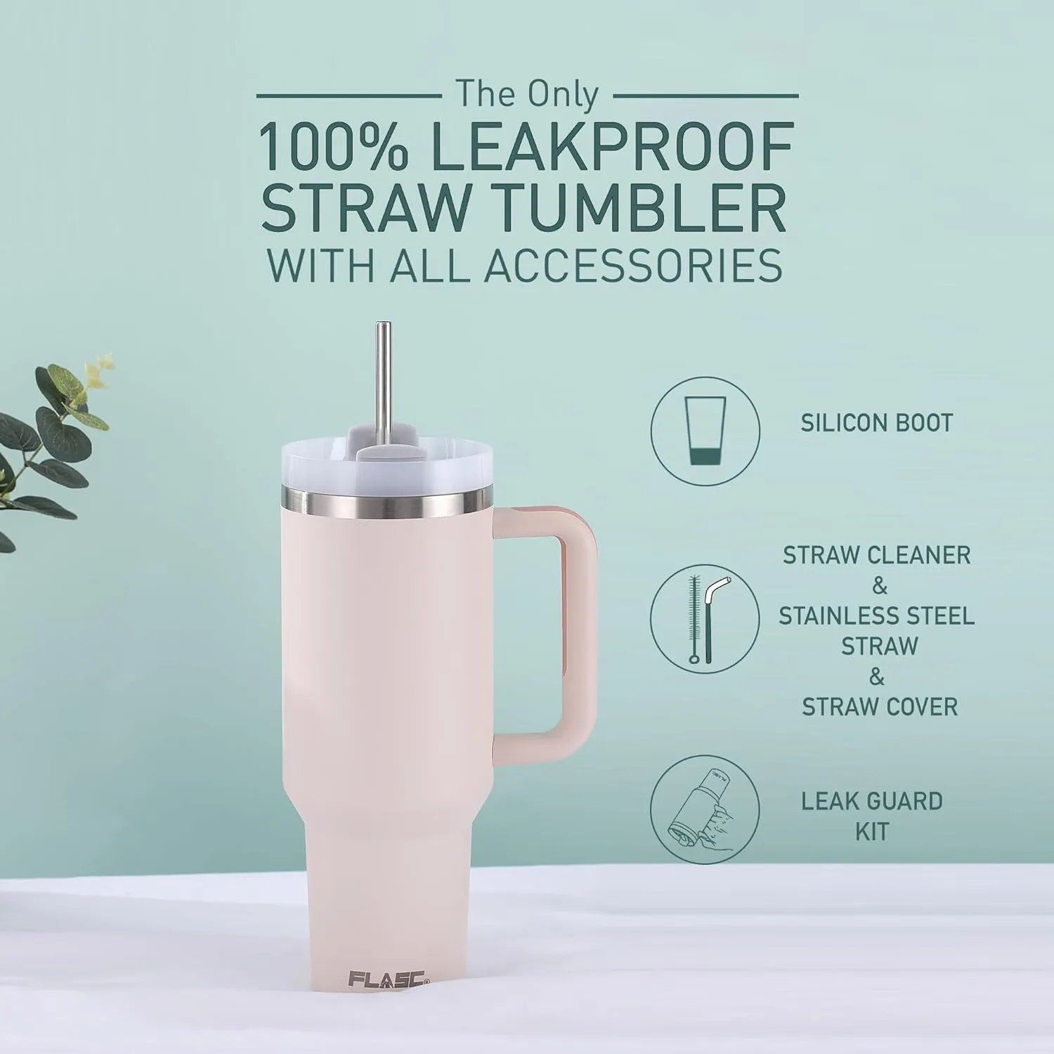 40 Oz Travel Mug: The Ultimate Spill-Proof Hydration Solution with Stylish Accessories (Rose Quartz Edition)