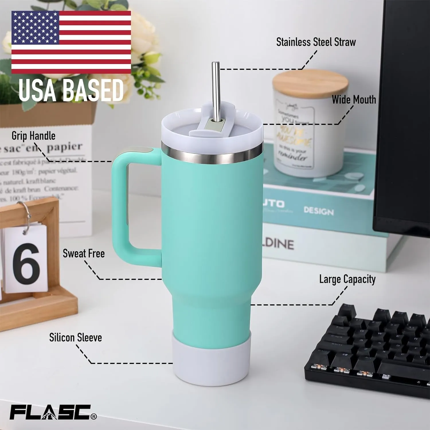 40 Oz Travel Mug: The Ultimate Spill-Proof Hydration Solution with Stylish Accessories (Rose Quartz Edition)