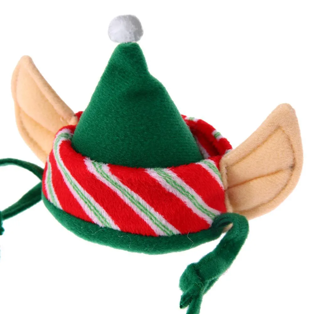 4pcs Pet Hat Set Warm Dogs Cats Christmas Green Hat Necklace Feet Sleeve