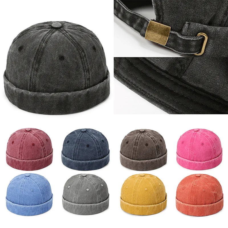 Adjustable Brimless Docker Hat / Cotton Breathable No Vizor Cap - SF1460