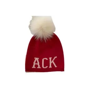 Alashan Merino Wool ACK Fox Pom Pom Hat - Velvet with Snow