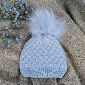 Cozy Blue Knitted Pom-Pom Hat for Baby Boys – Cute & Stylish Winter Accessory