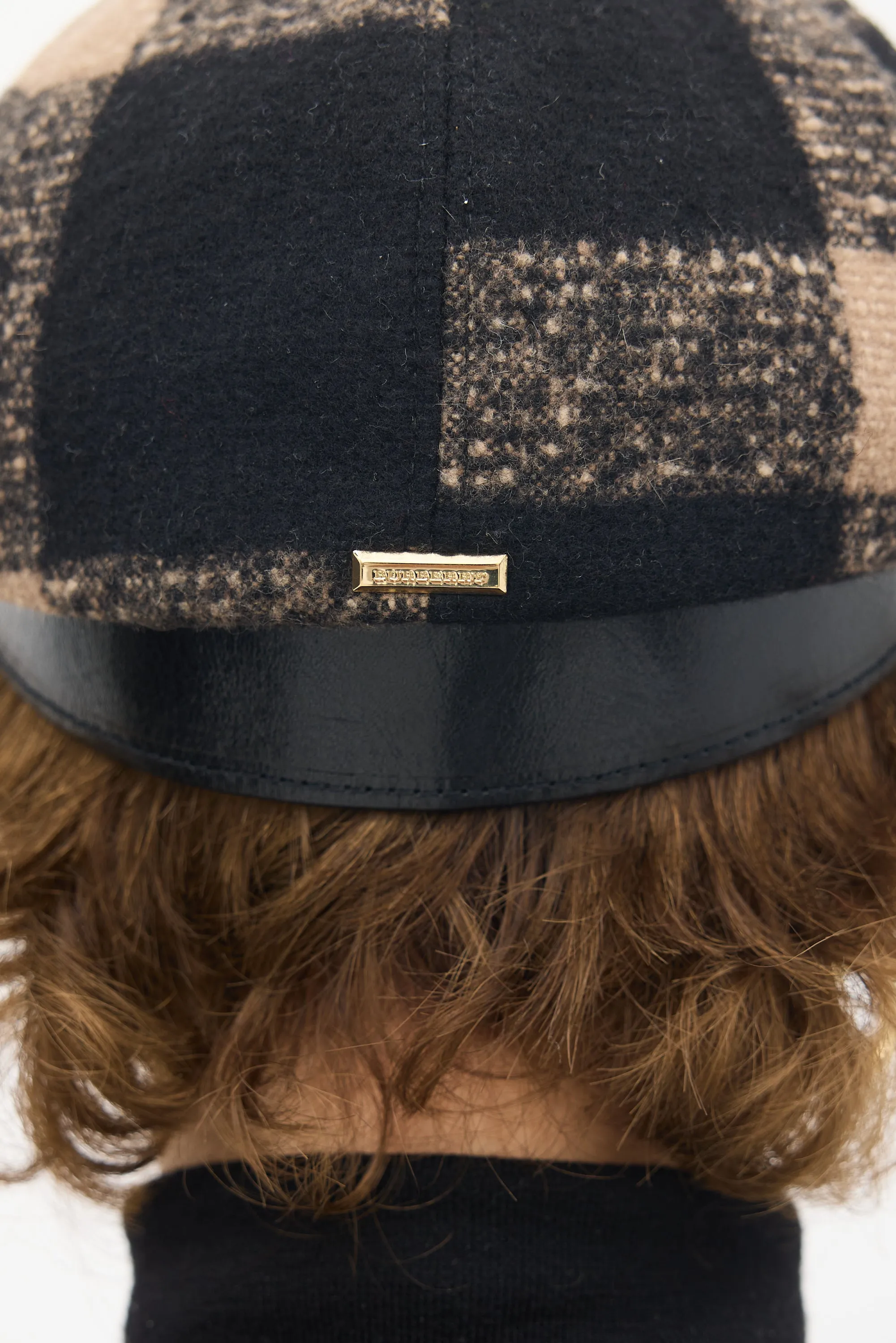 Black & Beige Wool Plaid Hat