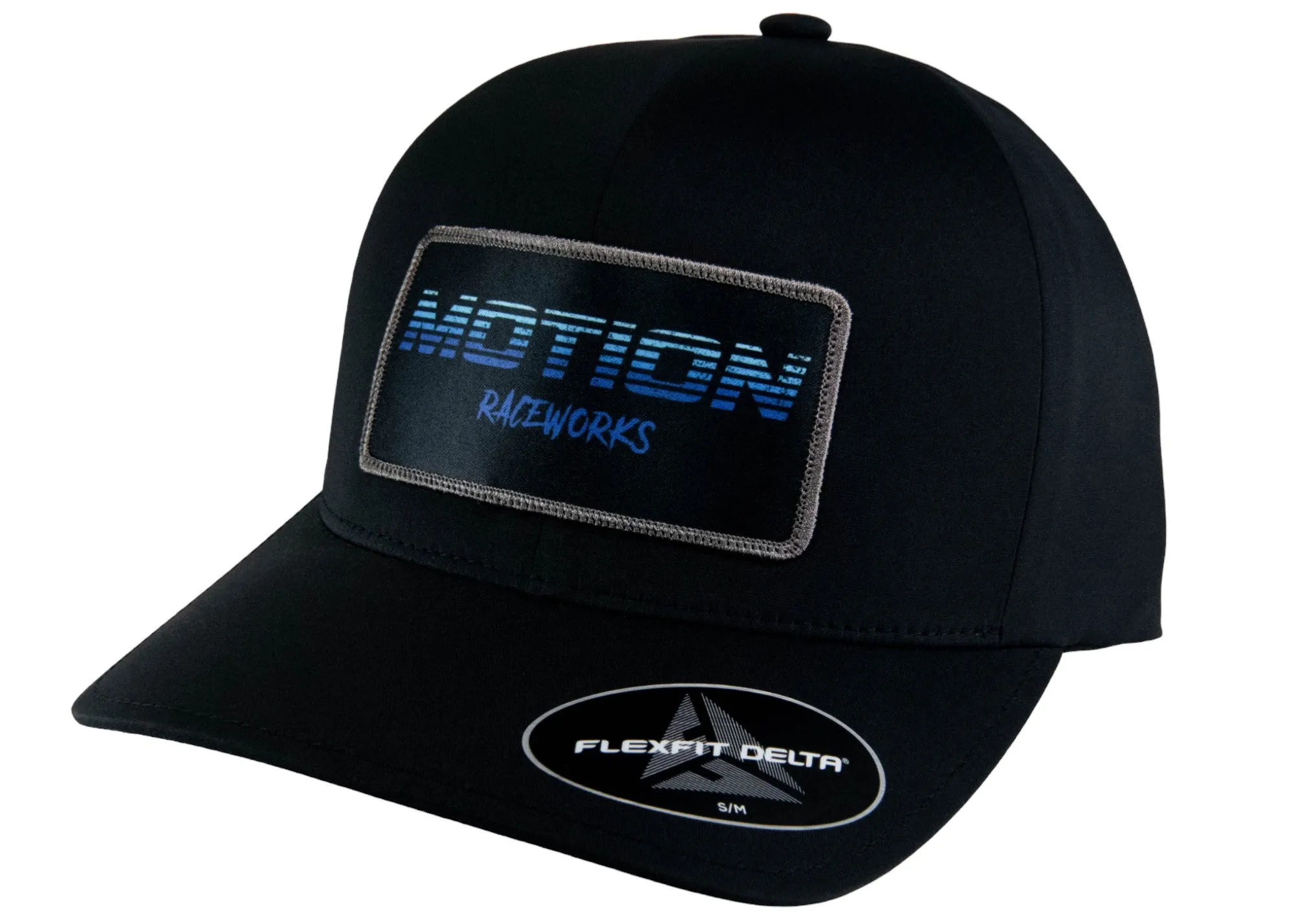 Black w/ Blue Fade Patch Delta Flex Fit Hat
