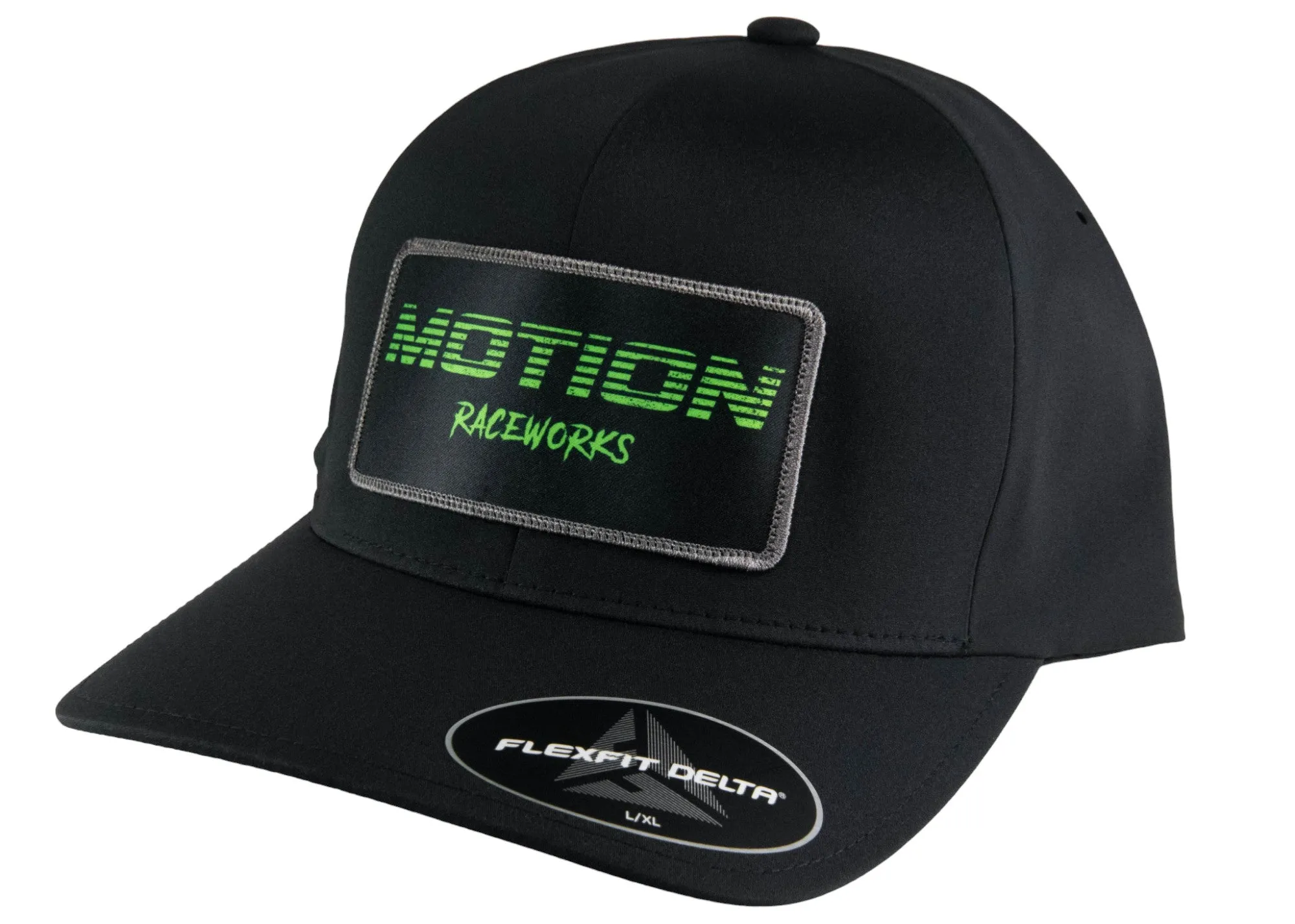 Black w/ Green Motion Fade Patch Delta Flex Fit Hat
