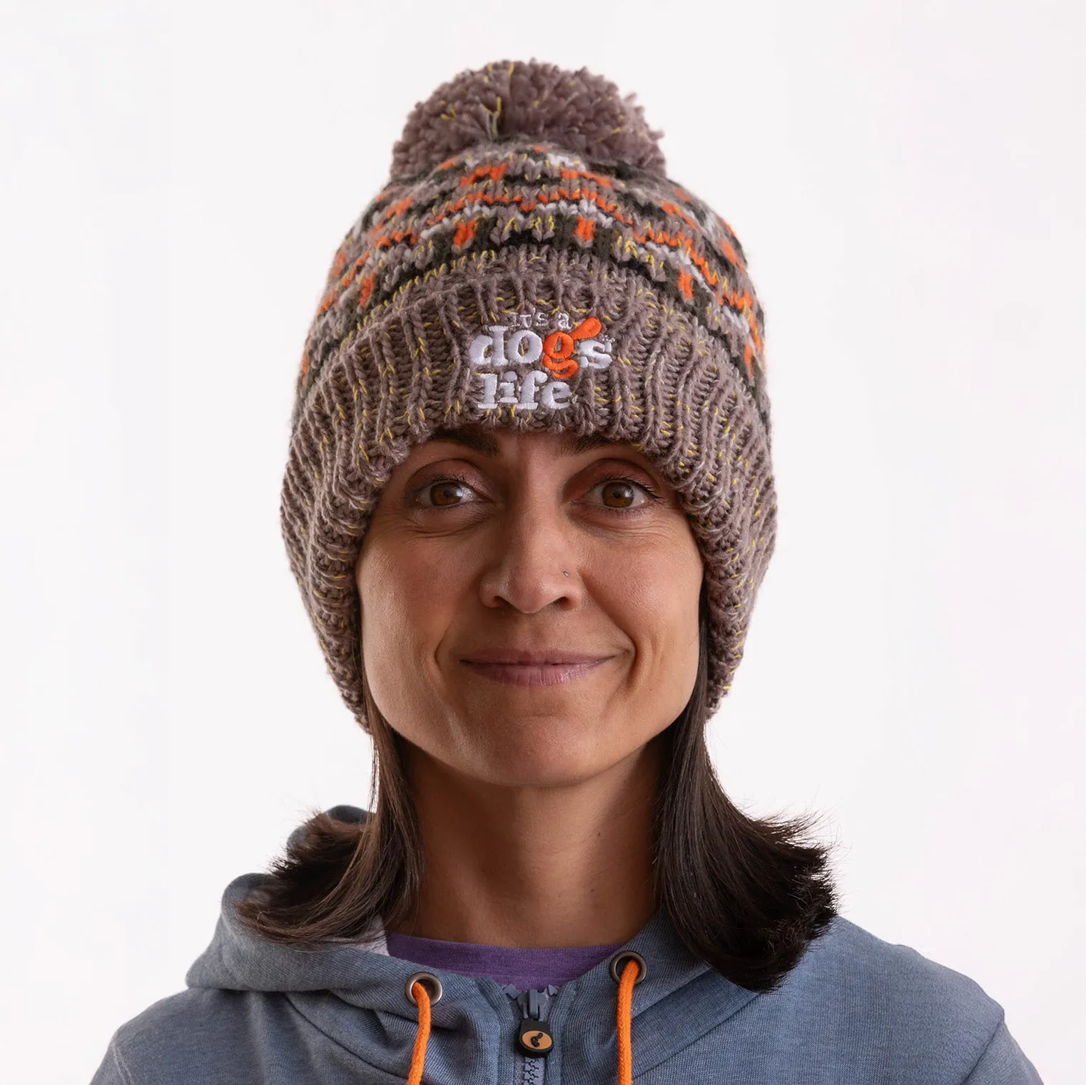 Blizzard  Beanie Fair Isle style with Pom - Forager