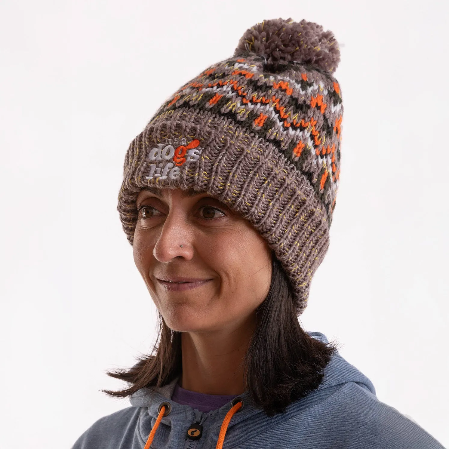 Blizzard  Beanie Fair Isle style with Pom - Forager