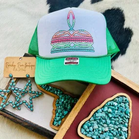 Checkered Boot Stitch Western Foam Trucker Hat
