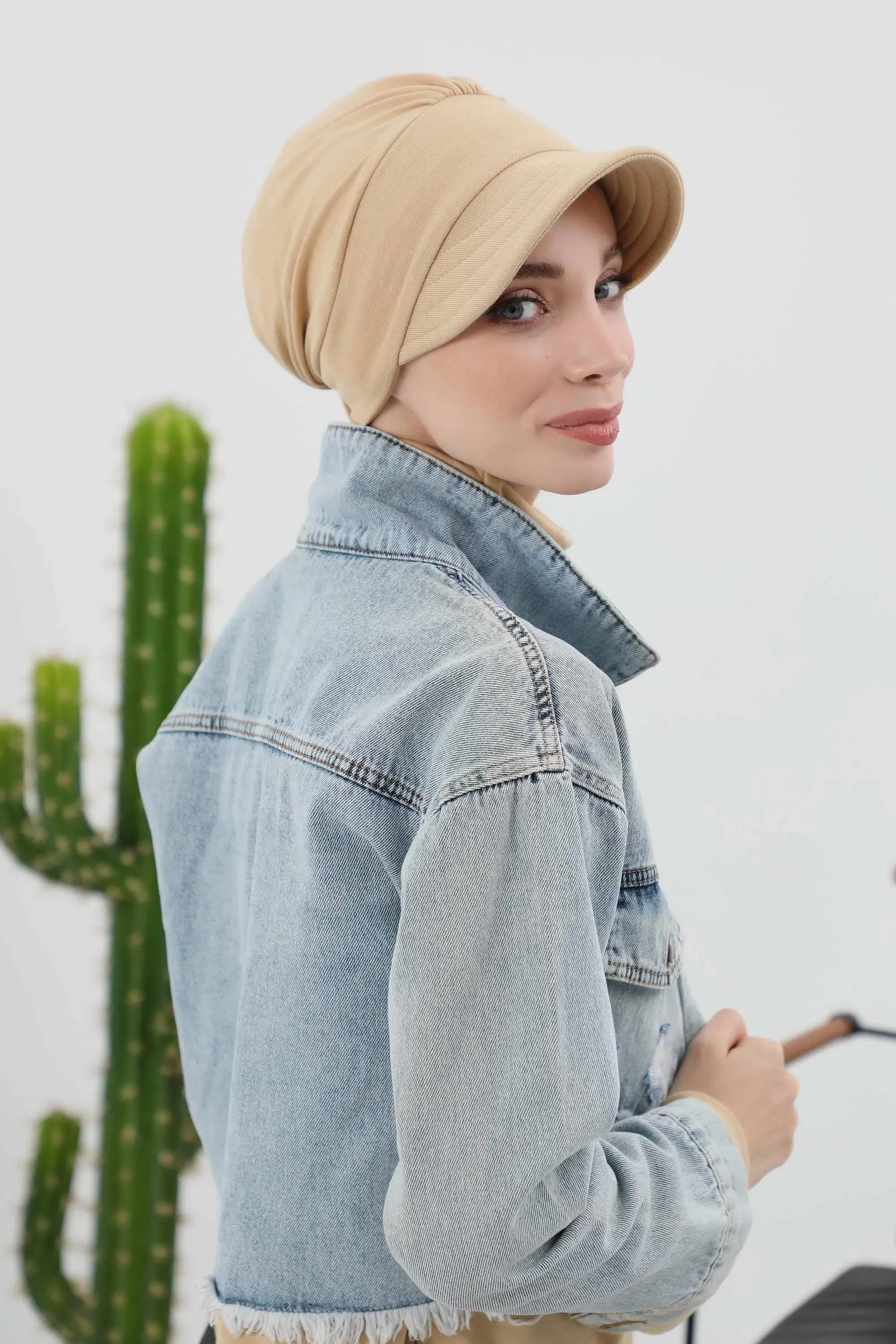 Chic Winter Visor Turban Hat for Women, Warm Ribbed Polyviscose Headwrap, Fashionable Polyviscose Headwrap for Winter,B-73RB