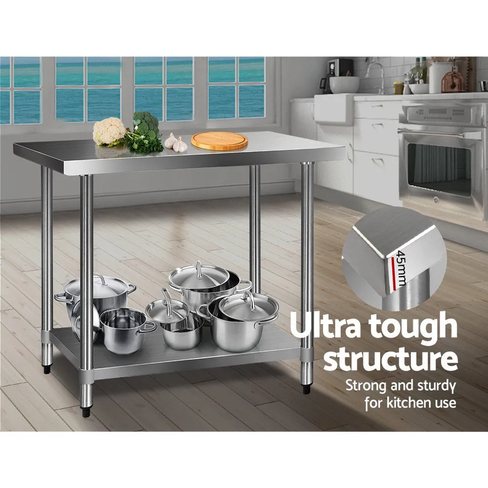 Commercial 430 Stainless Steel Kitchen Bench Table Home Food Prep 1219 x 610mm