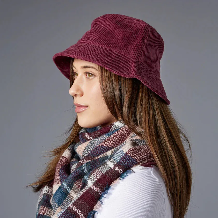 Corduroy Bucket Hat - Cranberry