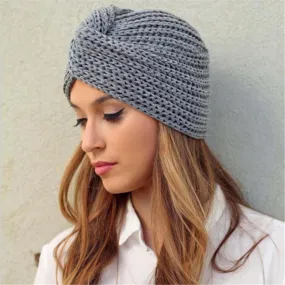 Cross Wrap Knitted Bonnet Hat