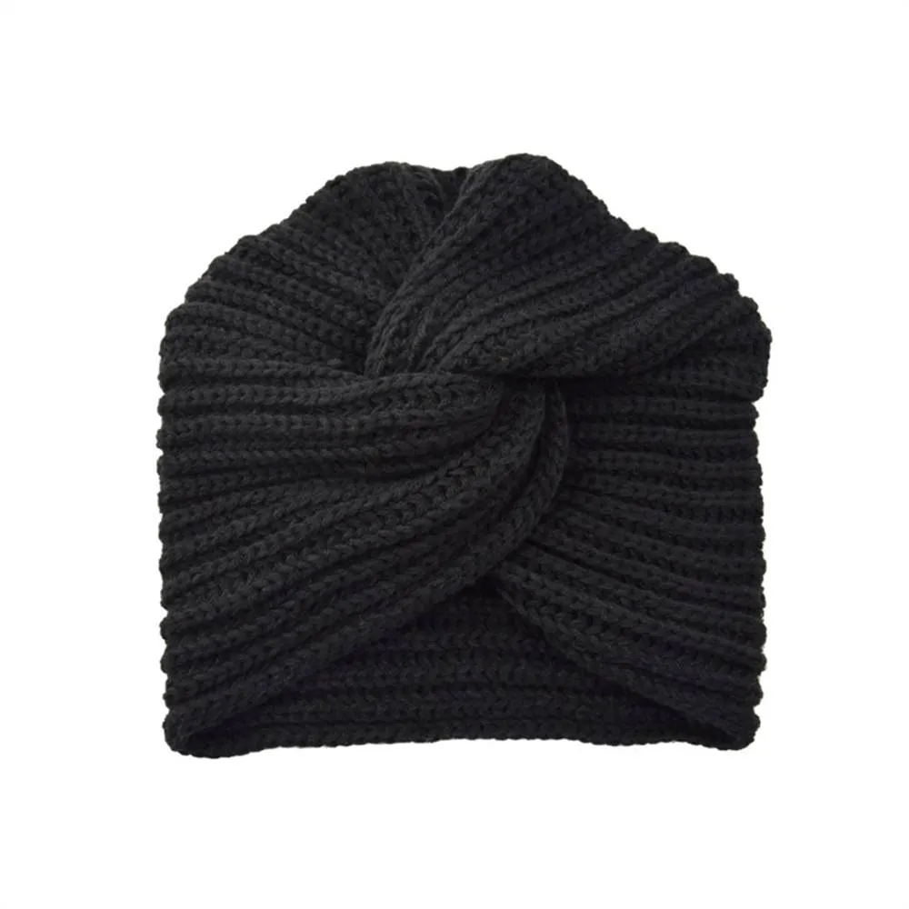 Cross Wrap Knitted Bonnet Hat