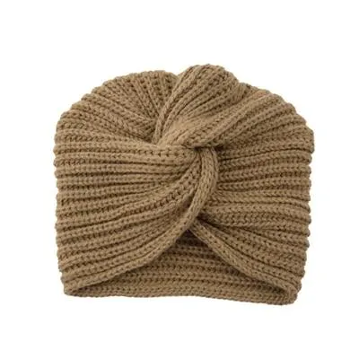 Cross Wrap Knitted Bonnet Hat