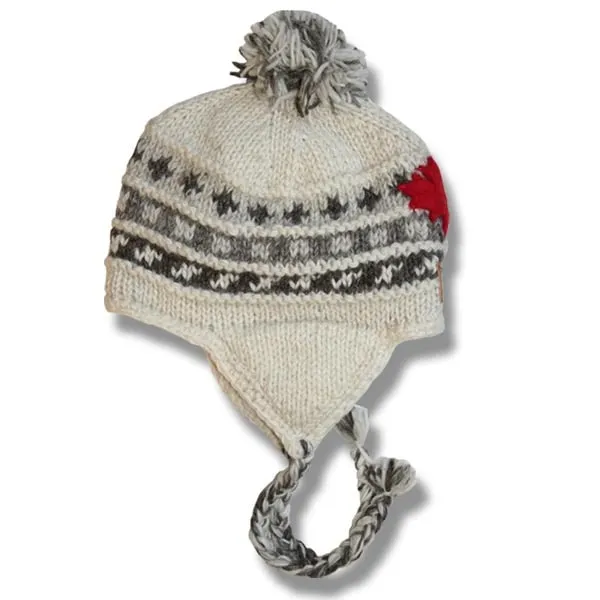 Earflap hat with POMPOM for Men and Woman. 100% Wool with Fleece lining. handmade in Nepal.
