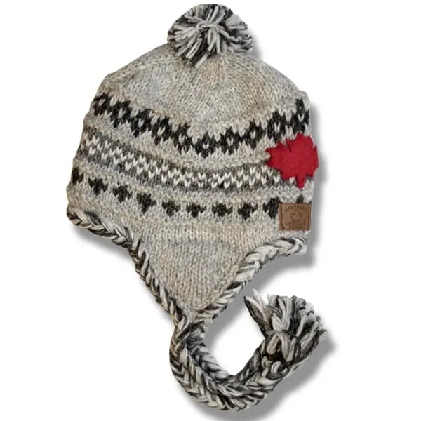 Earflap hat with POMPOM for Men and Woman. 100% Wool with Fleece lining. handmade in Nepal.