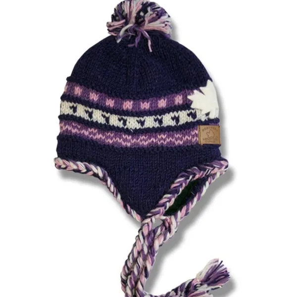 Earflap hat with POMPOM for Men and Woman. 100% Wool with Fleece lining. handmade in Nepal.