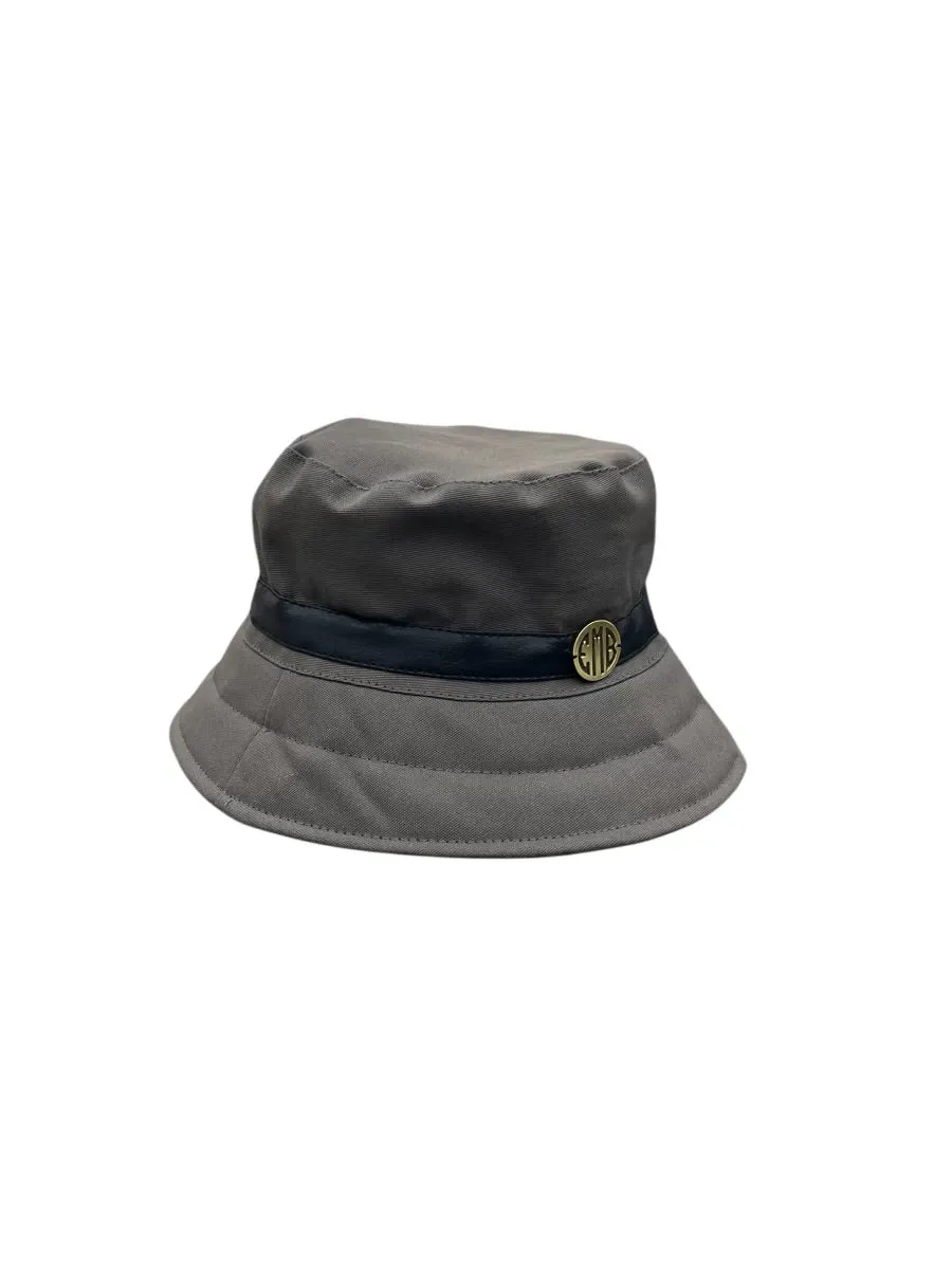 Emb Grey Canvas Bucket Hat