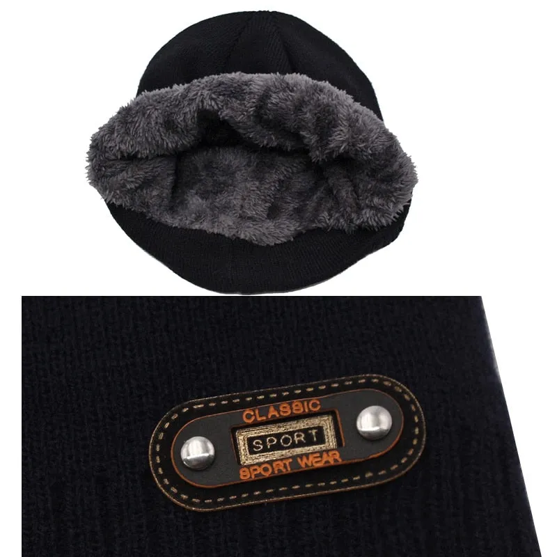 Fashion Knitted Hat Men Winter Hats For Women Skullies Beanies Cap шапк Beanie Hat Fur Gorro Thick Warm Bonnet Men's Winter Cap