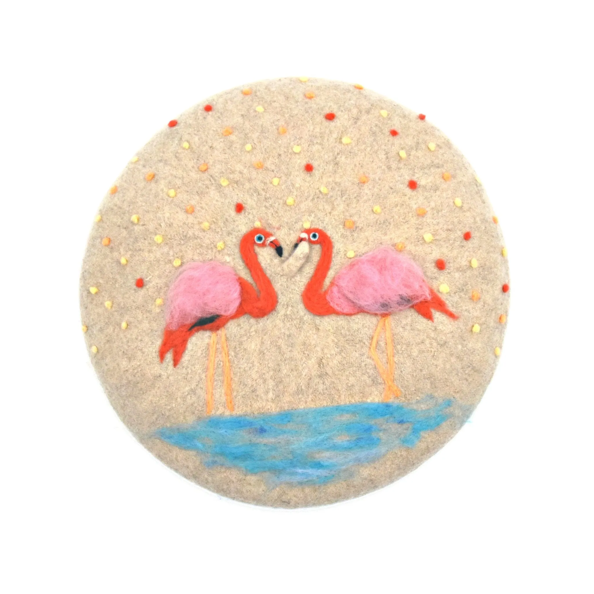 Handmade Beret Hat Flamingo Wool Felt for Women