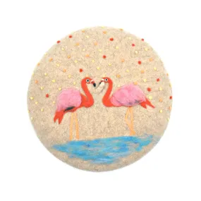 Handmade Beret Hat Flamingo Wool Felt for Women