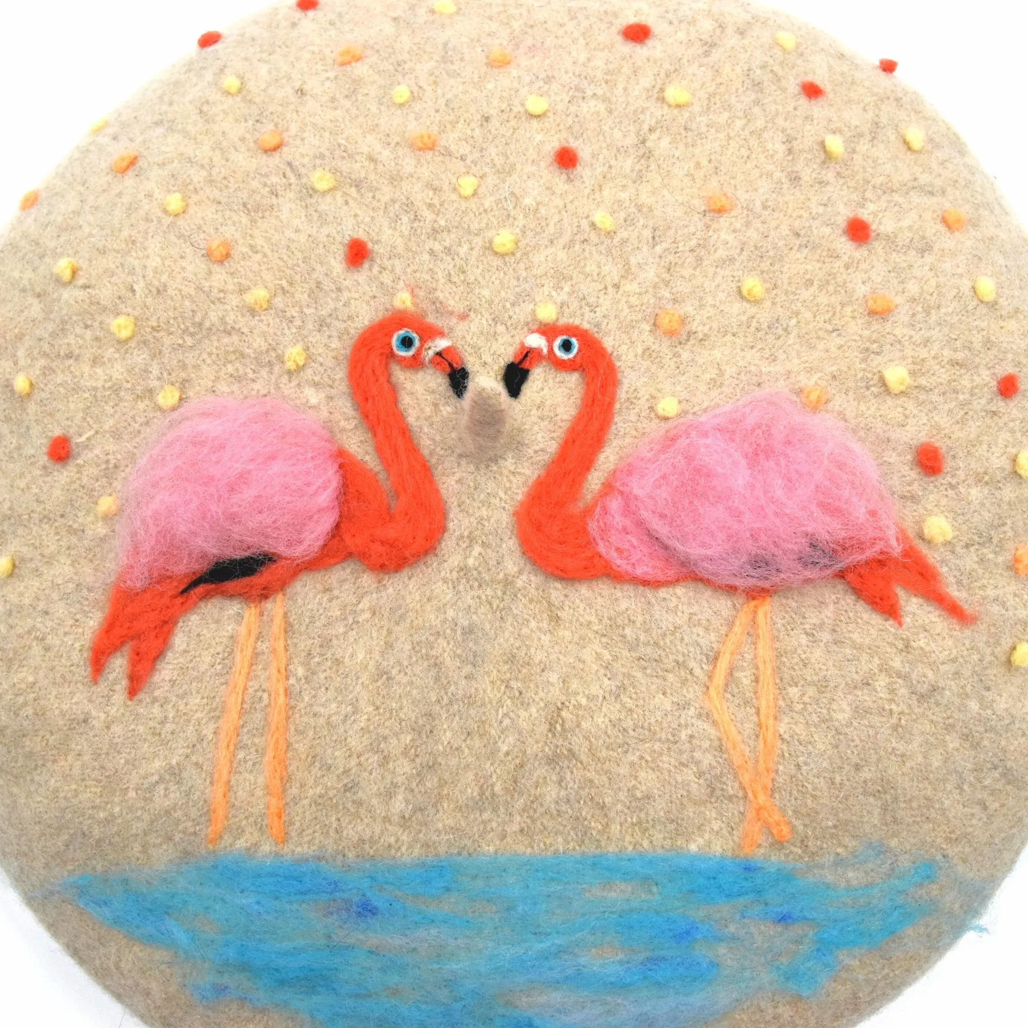 Handmade Beret Hat Flamingo Wool Felt for Women