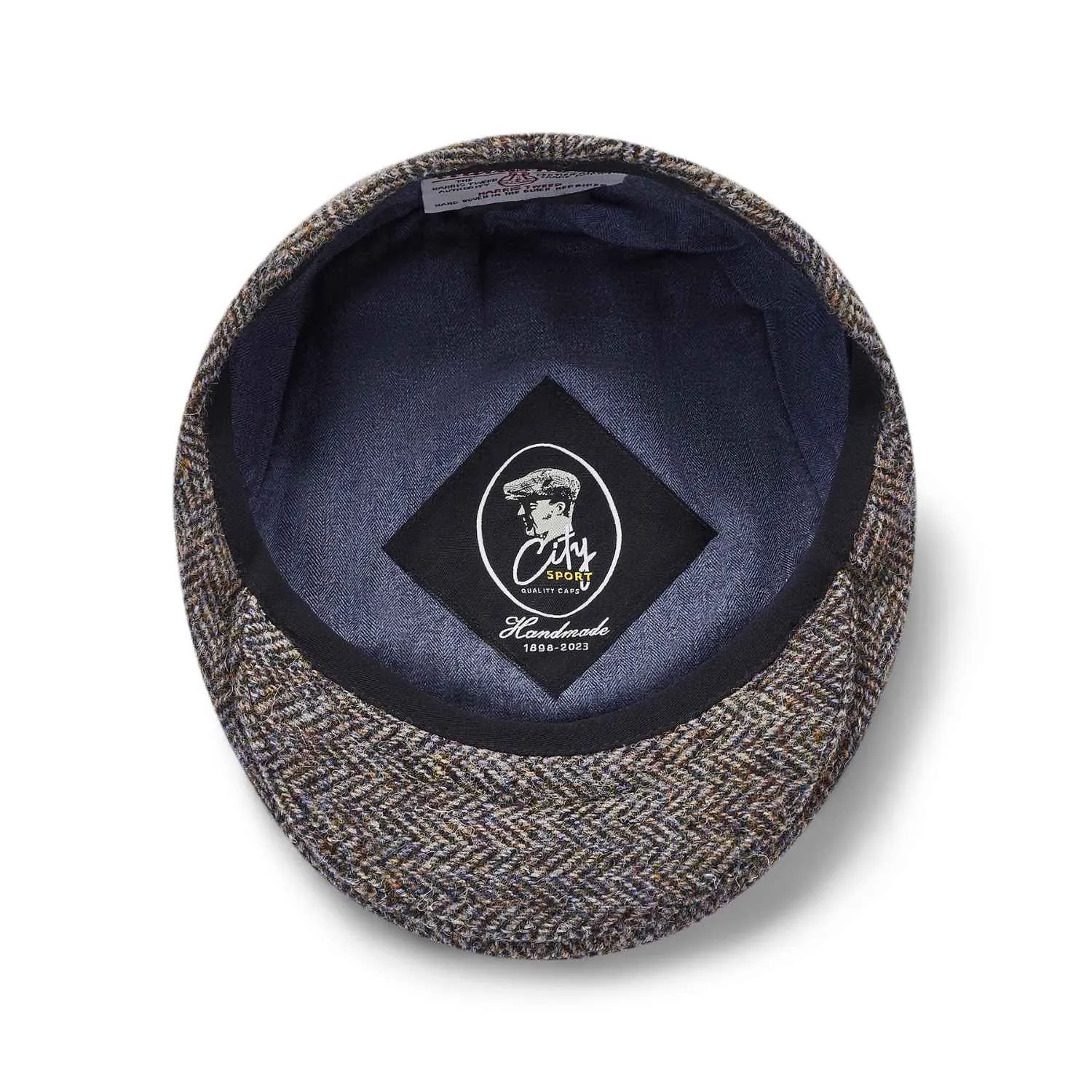 Harris Tweed Flat Cap | Beige Herringbone Cap by City Sport