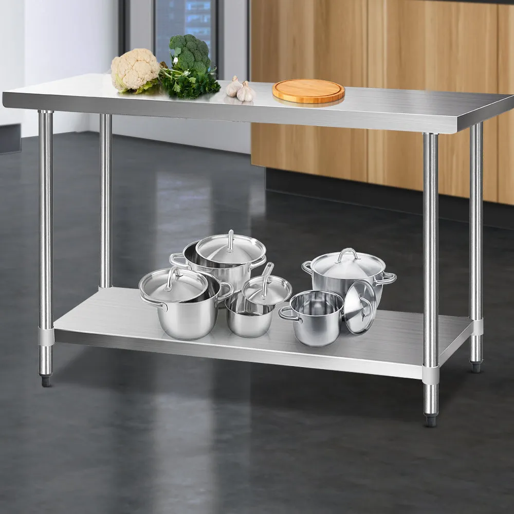 Heavy Duty 304 Stainless Steel Kitchen Bench 1524mm - Cefito
