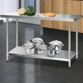 Heavy Duty 304 Stainless Steel Kitchen Bench 1524mm - Cefito