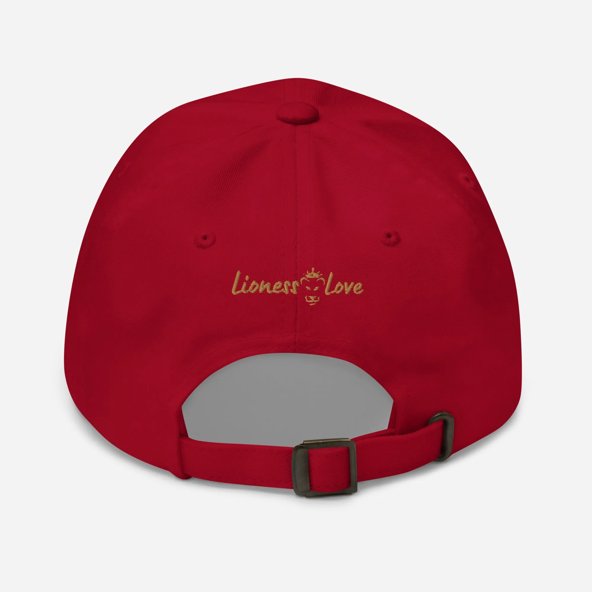 Java Joy: Peace, Love, Coffee Embroidered Dad Hat, lioness-love