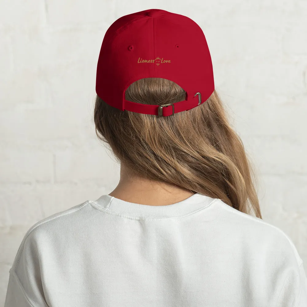 Java Joy: Peace, Love, Coffee Embroidered Dad Hat, lioness-love