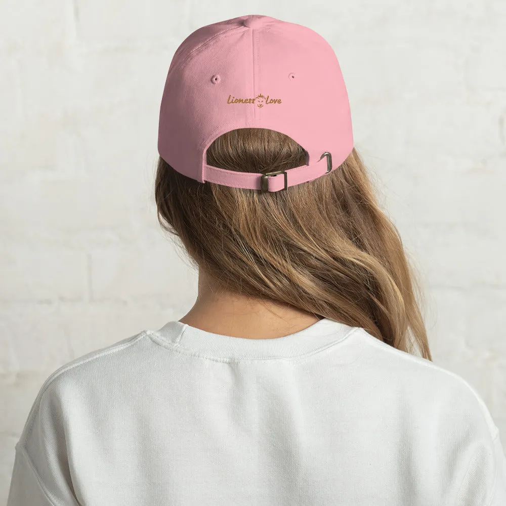 Java Joy: Peace, Love, Coffee Embroidered Dad Hat, lioness-love