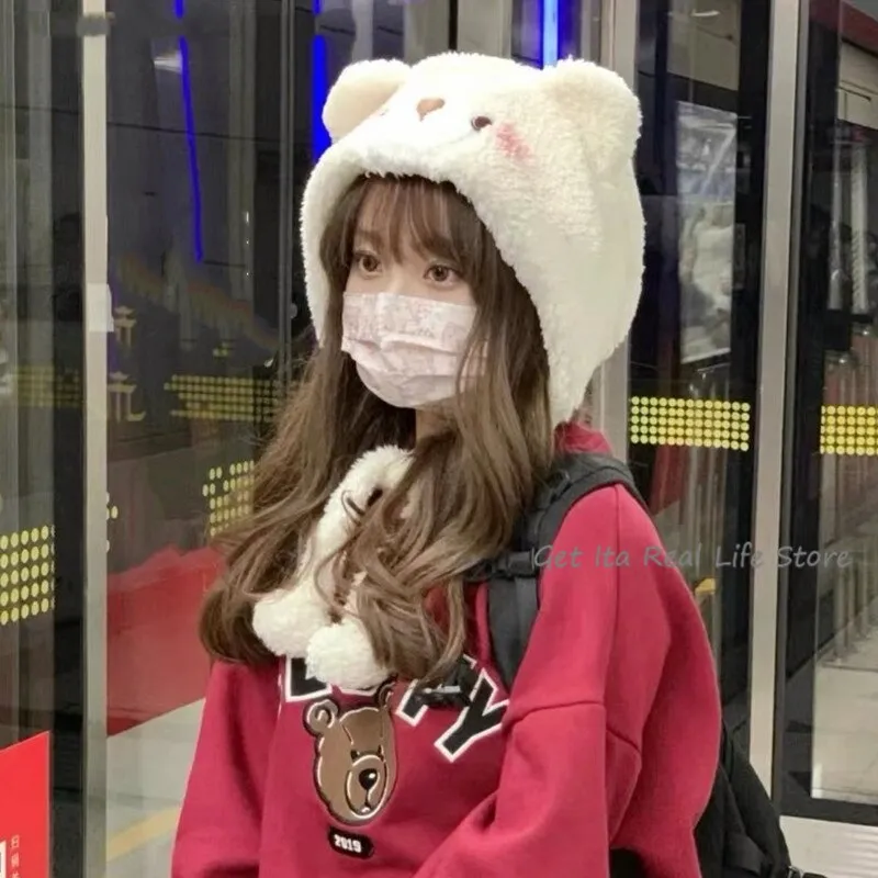 Kawaii White Bear Women Warm Hat
