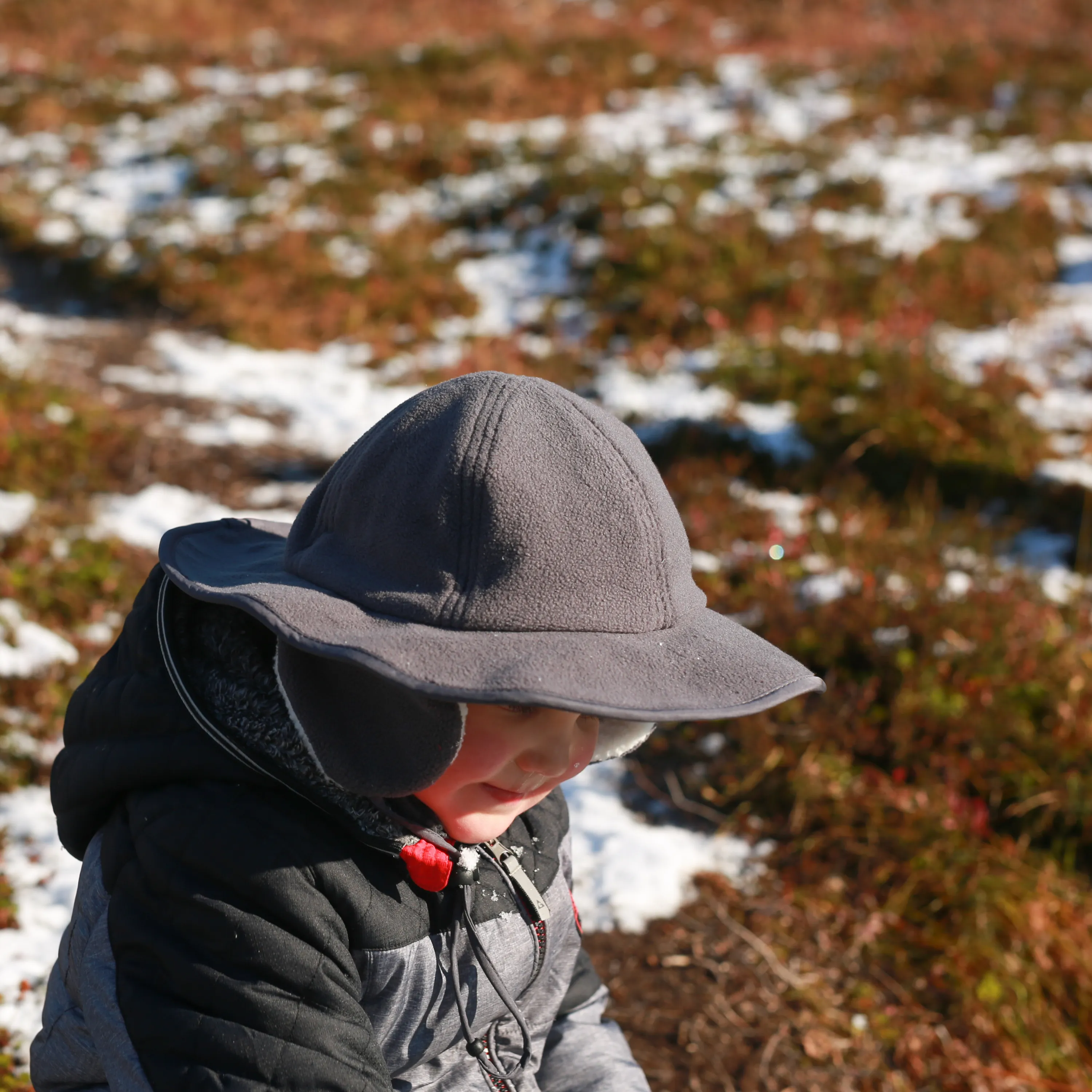 Kids Tundra Ear Flap Fleece Winter Wide Brim Sun Hat - Slate