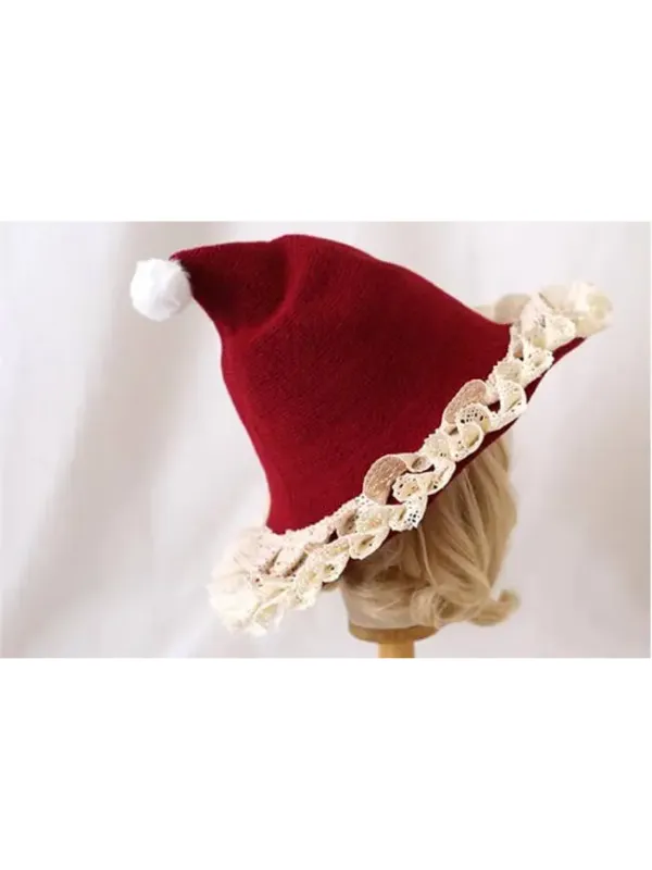 Lace Bow Christmas Hat