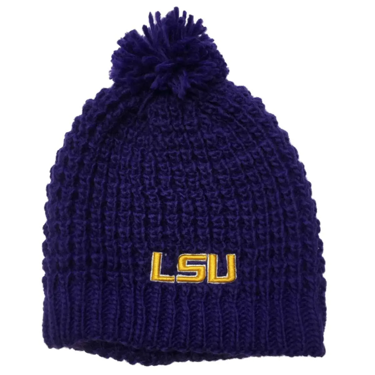 LSU Tigers TOW Purple Thick Acrylic Knit Skull Beanie Hat Cap with Poof Ball