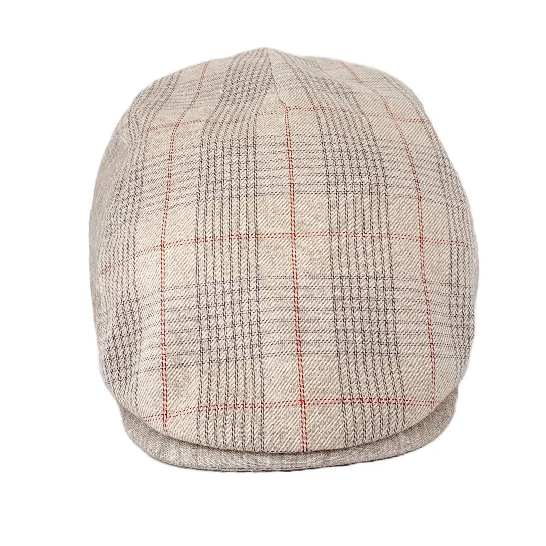 M by Flechet Check Panel Linen/Cotton Sports Cap