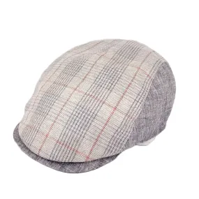 M by Flechet Check Panel Linen/Cotton Sports Cap
