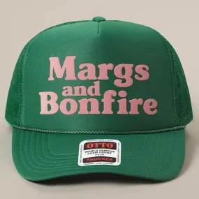 Margs and Bonfire Text Print Mesh Back Trucker Hat