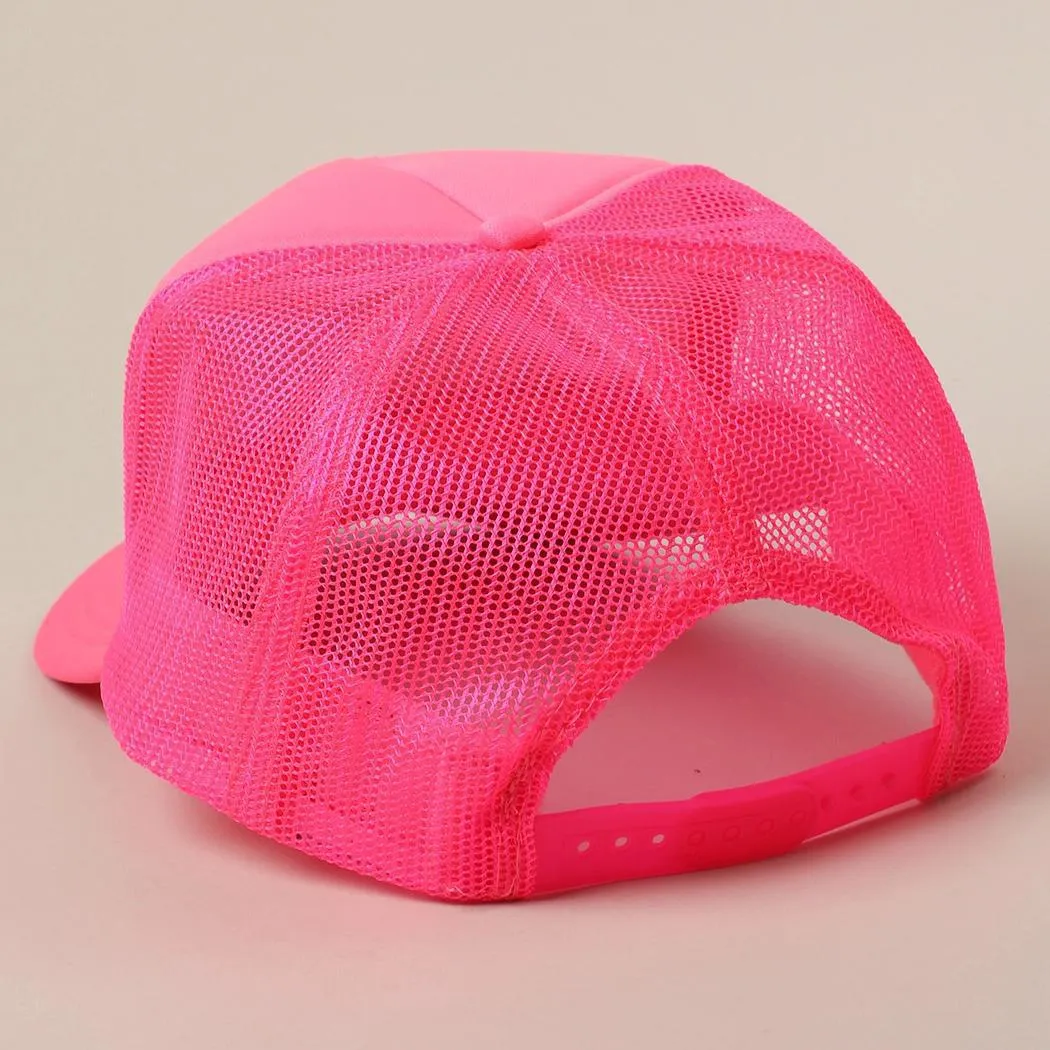 Margs and Bonfire Text Print Mesh Back Trucker Hat