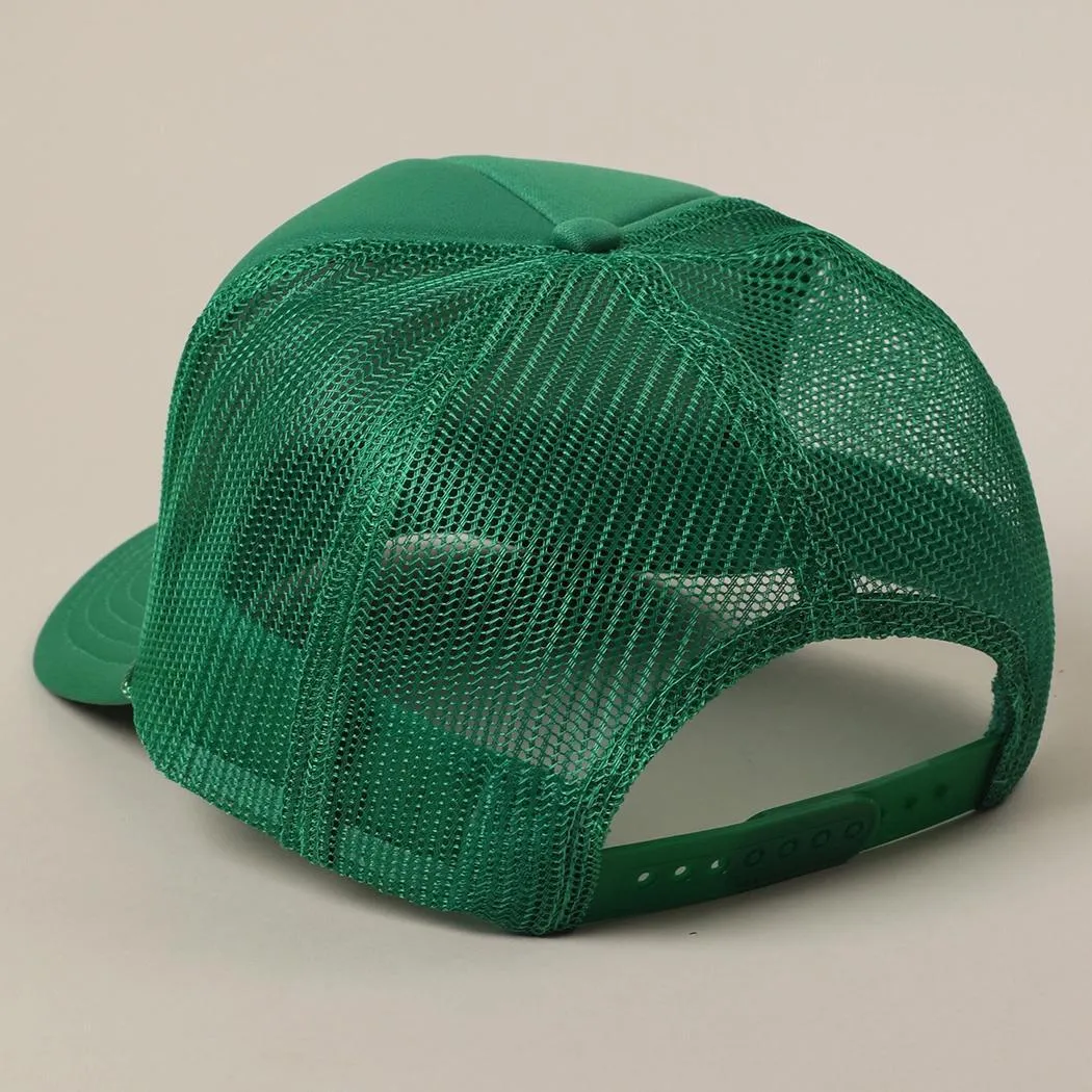 Margs and Bonfire Text Print Mesh Back Trucker Hat