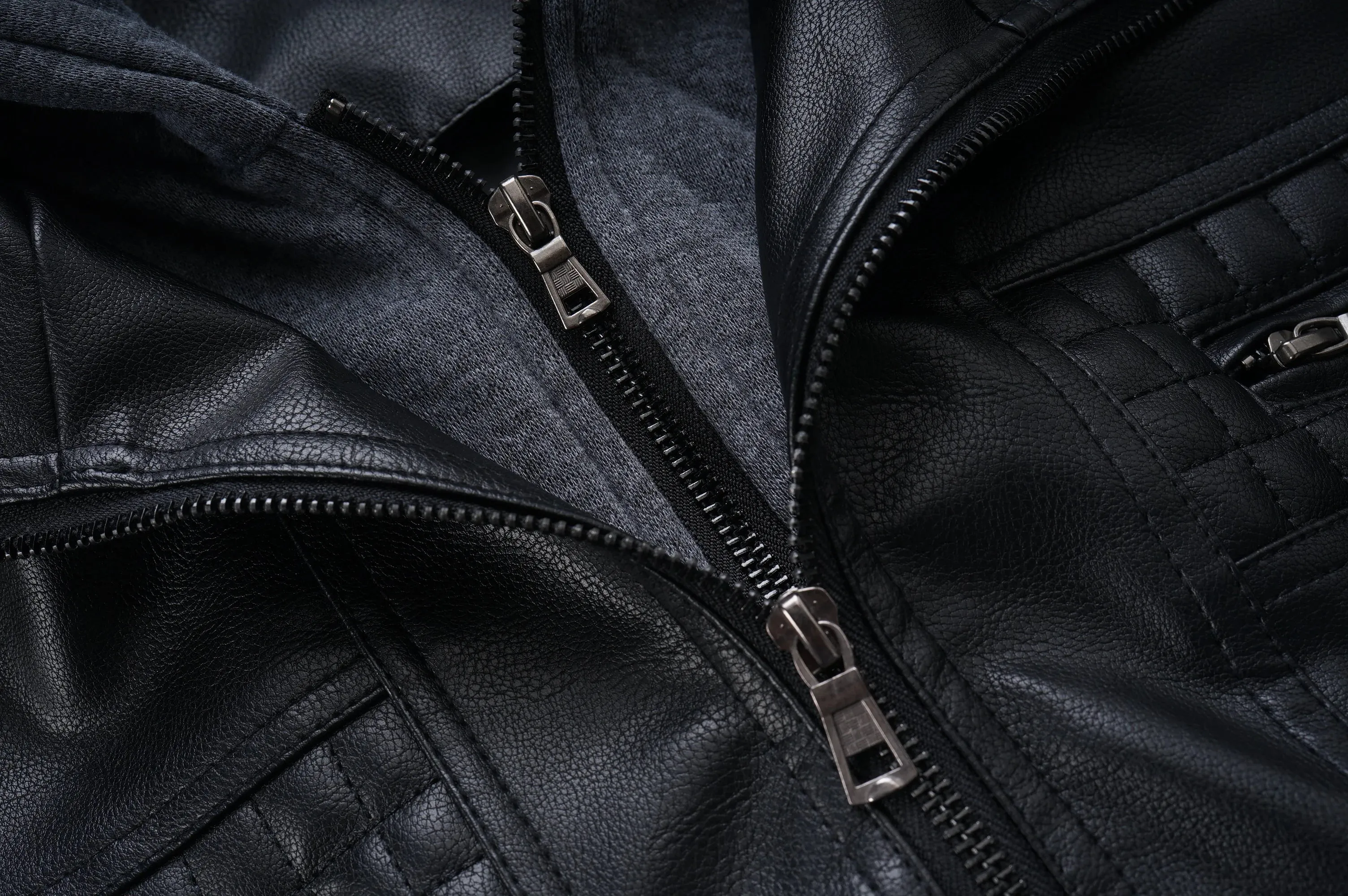 Men's Leather Jacket Motorcycle Slim Fit Hooded PU Coat Top Autumn Winter Casual Windproof