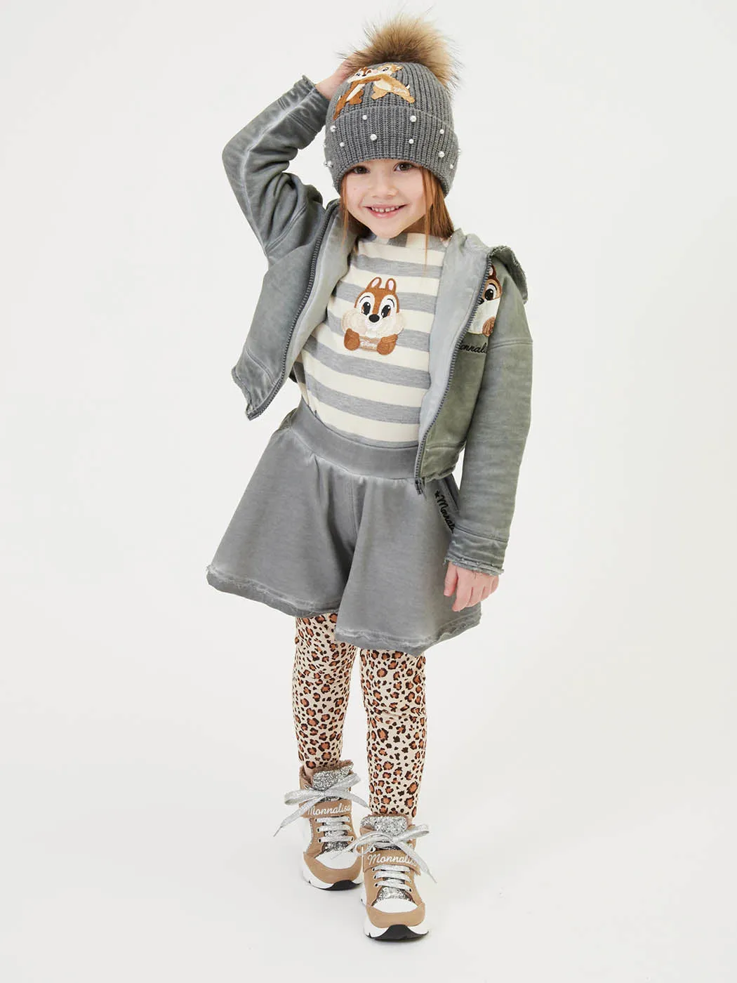 MONNALISA Chip & Dale pom pom cream cap