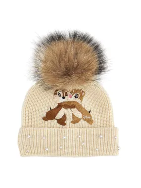 MONNALISA Chip & Dale pom pom cream cap
