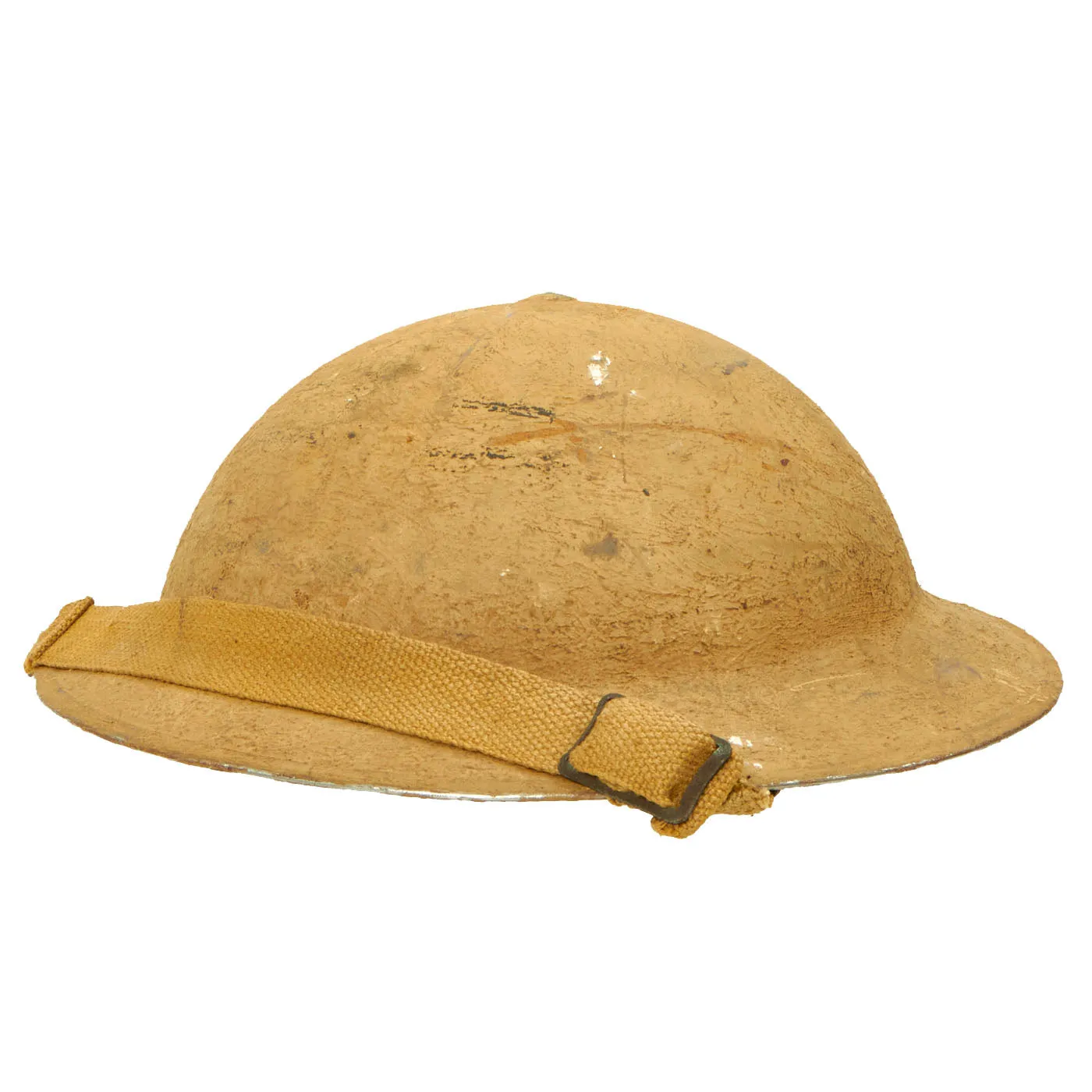 Original British WWII South African Issue Desert Tan Brodie MkII Steel Helmet with Size 7 1/2 Liner - Dated 1943