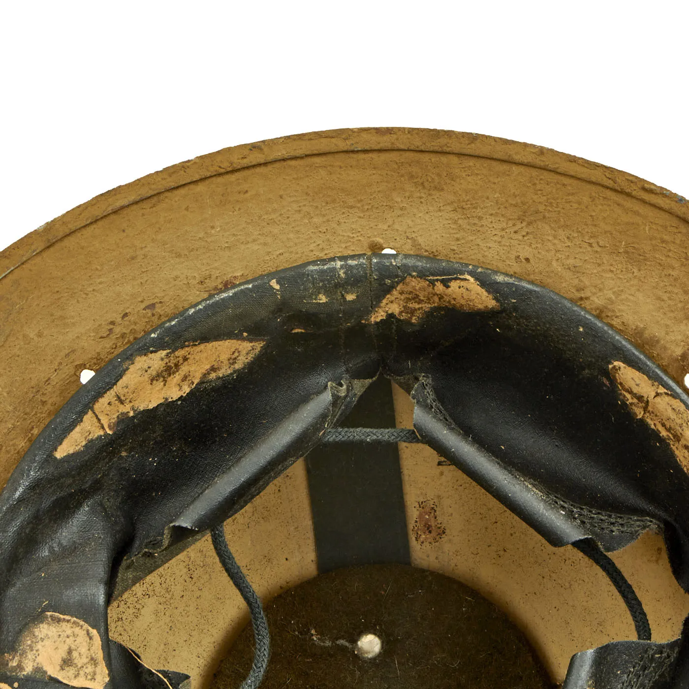 Original British WWII South African Issue Desert Tan Brodie MkII Steel Helmet with Size 7 1/2 Liner - Dated 1943
